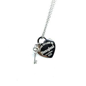 Inspired theme park key heart sterling pendant necklace